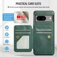 thumbnail image 5 of ELEHOLD Case for Google Pixel 7, Shockproof Magnetic Leather Wallet Case with Hand Grip & Kickstand & RFID Blocking,Green, 5 of 8