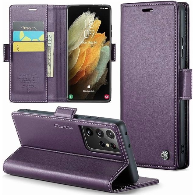 Funda tipo cartera para Samsung Galaxy S21 Ultra 5G con bloqueo RFID, tarjetero, soporte magnético, funda protectora de piel suave con tapa para Samsung Galaxy S21 Ultra 5G de 6,8 pulgadas