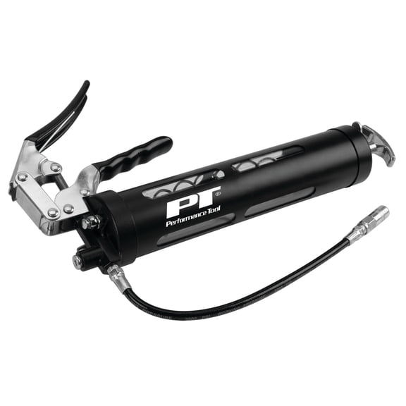 Performance Tool W54294 Clear View Pistol Action Manual Grease Gun with 12-Inch Wipe Hose and Coupler