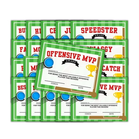 Kickball Certificates of Achievement Awards Superlatives 20pk 8.5x11 Rec Team Adult School Athletes Intramural Sports