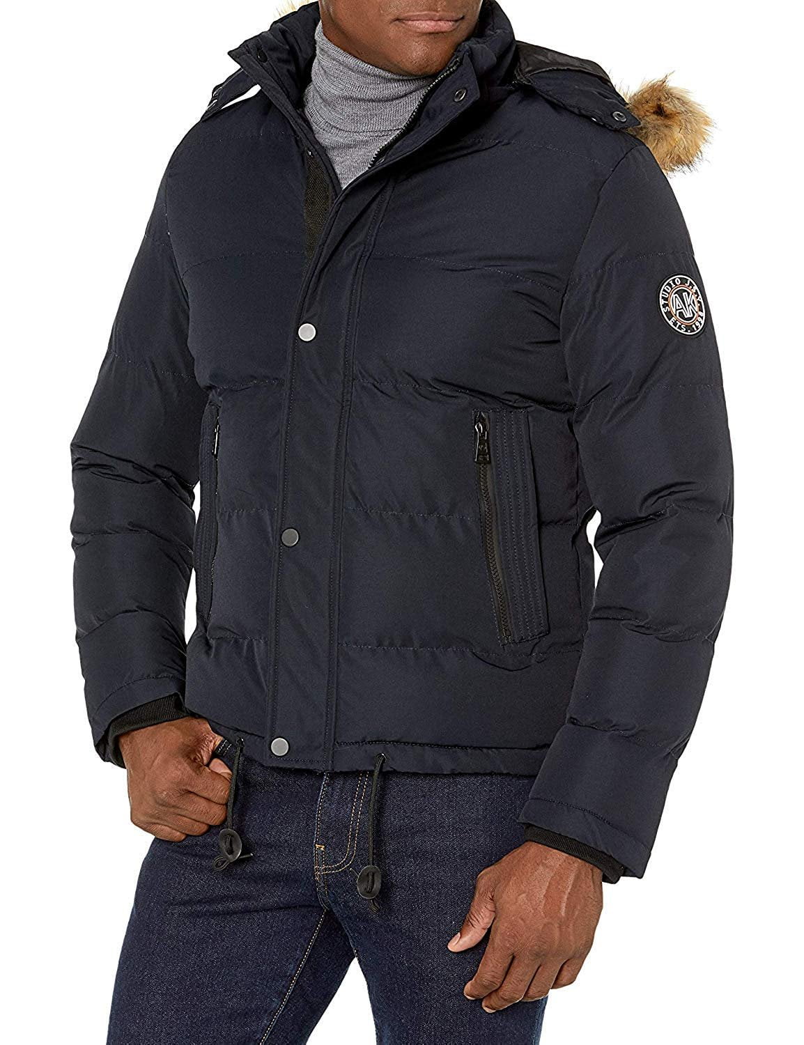 Adam Baker by AK Collection Men's 1602 Winter Puffer Coat Faux Fur ...