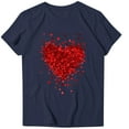 thumbnail image 2 of Valentine's Day Womens Tops Short Sleeve Shirts Round Neck Loose Casual Blouses Heart Print Tshirts Navy M, 2 of 4
