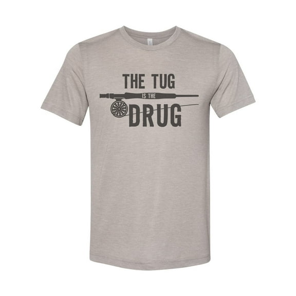 "Fishing Shirt, The Tug Is The Drug, Fly Fishing Apparel, Trout Fish Tshirt, Fishing Shirt For Men, Trendy Fishing T, Fly Fishing Clothes, Heather Stone, LARGE"