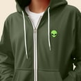 thumbnail image 5 of Dalix Alien Embroidered Zip Hoodie Fleece Long Sleeve Pocket Warm Soft Mens in Military Green 2XL XX-Large, 5 of 5