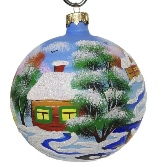 "Ukrainian Countryside" Hand Painted Christmas Ball.