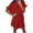 Red, variant on Kmdttou Women's Short Sleeve Loose Plain Dresses Women's Loose Waistband Ruffled Sleeved Round Neck Solid Color Dress Short Sleeve Round Neck Dress