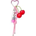 thumbnail image 1 of Cherry Keychain Bag Charm Crystal Stone Keychain Leather Knots Bag Charm Leather Tassel KeyChain Hand Woven, 1 of 6