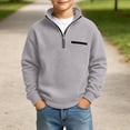 thumbnail image 2 of Edvintorg Boys Sweatshirt Long Sleeve Quarter Zip Casual Pullover Top Stand Collar Loose Sweatshirt Boy Clothes Size 3-14, 2 of 7