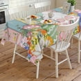 thumbnail image 4 of Easter Rectangle Tablecloth, Spring Rabbit Ears Foot Eggs Floral Wooden Grain Waterproof & StainResistant Tablecloth, Washable Oil-proof Table Cover for Dining/Party/Wedding/Camping/Buffet 54x108 In, 4 of 9
