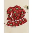 thumbnail image 2 of Suealasg Little Girls Christmas Clothes 1T 2T 3T 4T 5T 6T Kids Girls Long Sleeve Plaid Lace A-line Princess Dress Christmas Holiday-themed Party Dress for Toddler Girls, 2 of 7
