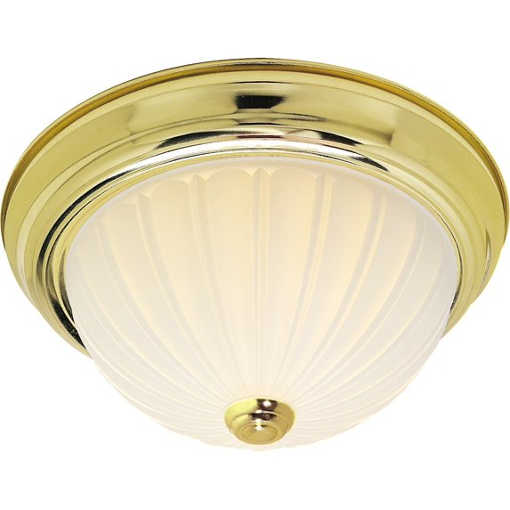 Nuvo Lighting 60442 - 3 Light (Twist and Lock Base) 15" Flush Mount Polished Brass Finish with Frosted Melon Glass Ceiling Light Fixture (60-442)