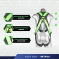thumbnail image 3 of Palmer Safety Fall Protection Safety Harness Kit I 5pt Full Body, 6' Single Lanyard, 18" D-Ring Extender I Dorsal D-ring I OSHA ANSI Compliant Personal Equipment (Hi Vis Green - 2XL), 3 of 6