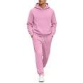 thumbnail image 2 of Dwelliawo Men's Tracksuit 2 Piece Hoodie and Sweatpants Heavyweight Solid Color Relaxed Fit Pullover Hoodies Jogging Sport Pants Set Fleece Fall Suits with Pockets Pink L, 2 of 5