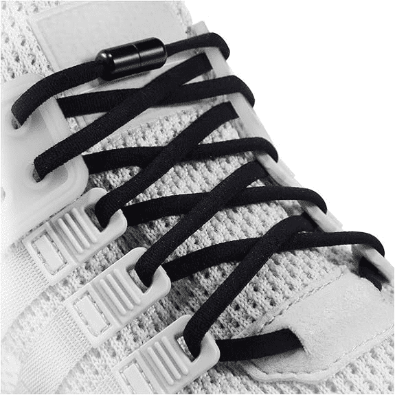Elastic No Tie Shoe Laces 2 Pairs, Stretchable Shoelaces for Adults Kids Elderly, Adjustable Lock System for Sneakers & Casual Shoes - Black