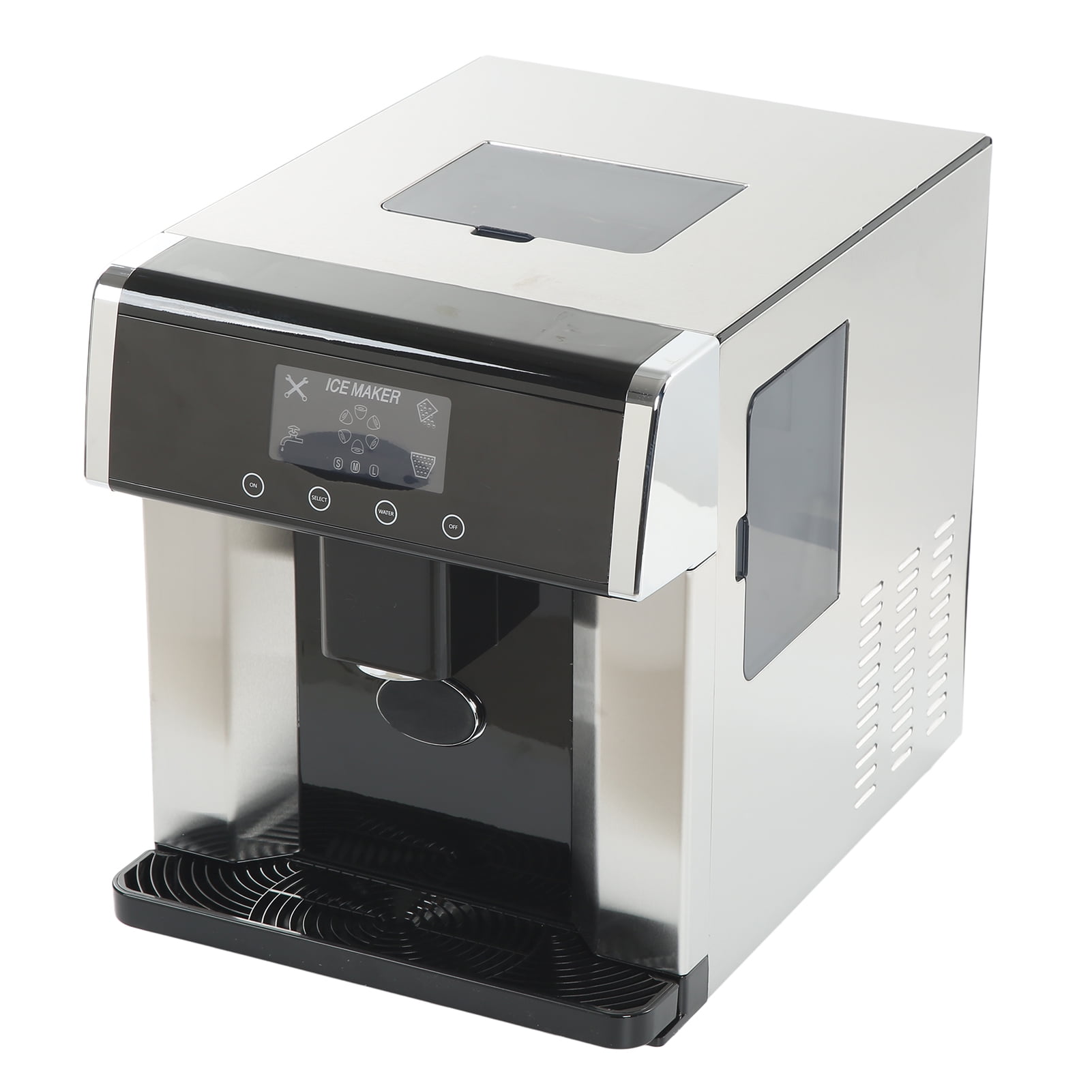 Ice Maker Machine, 2 Water Inlet Methods ABS Stainless Steel Ice Maker Water Dispenser 2 In 1 Quick Ice Release Automatic Induction  For Office