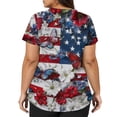 thumbnail image 5 of Iaqnaocc Patriotic Scrubs for Women 4th of July American Flag Butterfly Nurse Uniforms Fashion V-Neck Side Slits Scrub Tops July 4th Celebration Short Sleeve Nursing Scrubs with Pockets Navy 2XL, 5 of 5