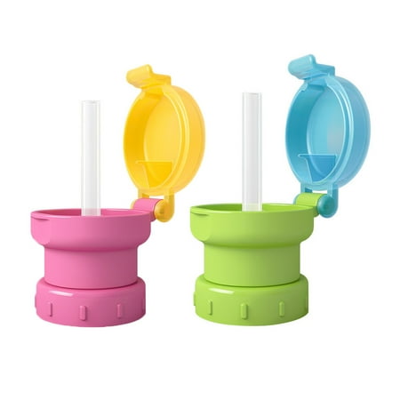 

2pcs Spill Proof Water Bottle Cover Caps Portable Juice Bottle Caps with Straw