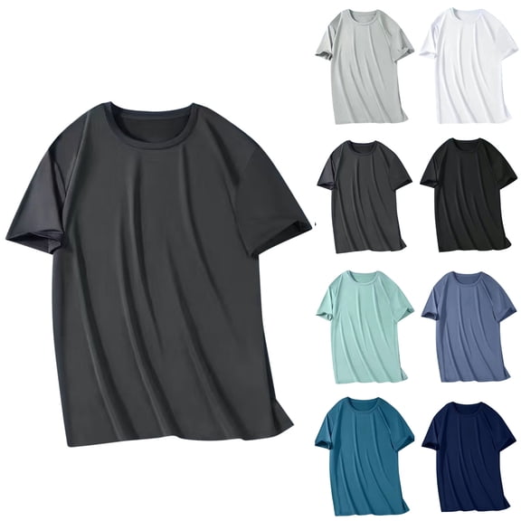 Bnwani Shirts for Men Breathable Lightweight Shirts Moisture-Wicking Tee Dark Gray 5XL