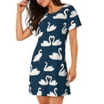 thumbnail image 2 of Lsque White Swam Pattern Nightgowns for Women Sleep Shirts Short Sleeve Nightshirt Pullover Nightdress Soft Sleepwear Relaxed Fit Nightdress, 2 of 6
