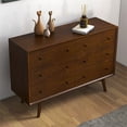 thumbnail image 6 of Allora Mid-Century Modern 6-Drawer Dresser Solid Wood in Brown, 6 of 6