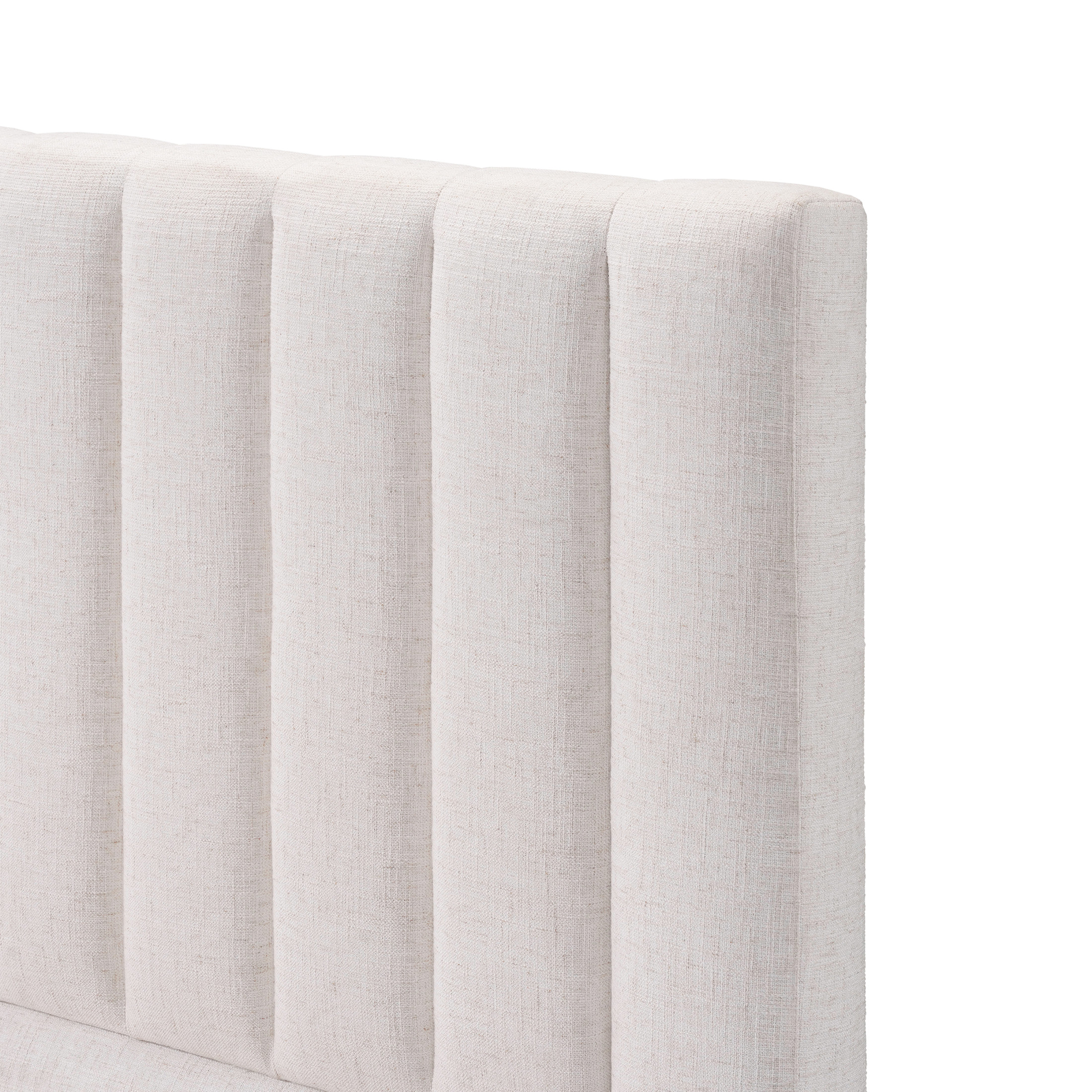 Christopher Knight Home King Size Bed Frame, Linen Upholstered Thick Headboard with Solid Wood Base, Beige