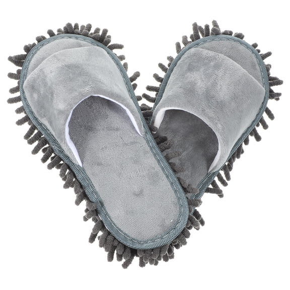 Milisten Grey Chenille Mop Slippers for Indoor Cleaning Durable Slip Resistant Floor Cleaning Slippers Size 78