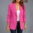 thumbnail image 6 of Hueook Blazers for Women Tailored Suit Jacket Business Casual Style Long Sleeves Lapel with Pockets Hot Pink 2X, 6 of 8