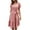 Pink, variant on Chiffon Dresses for Women Wedding Guest V Neck Summer Dress with Belted Striped Print Beach Dresses Loose Short Sleeve Ruffle Hem Holiday Party Dress Red S