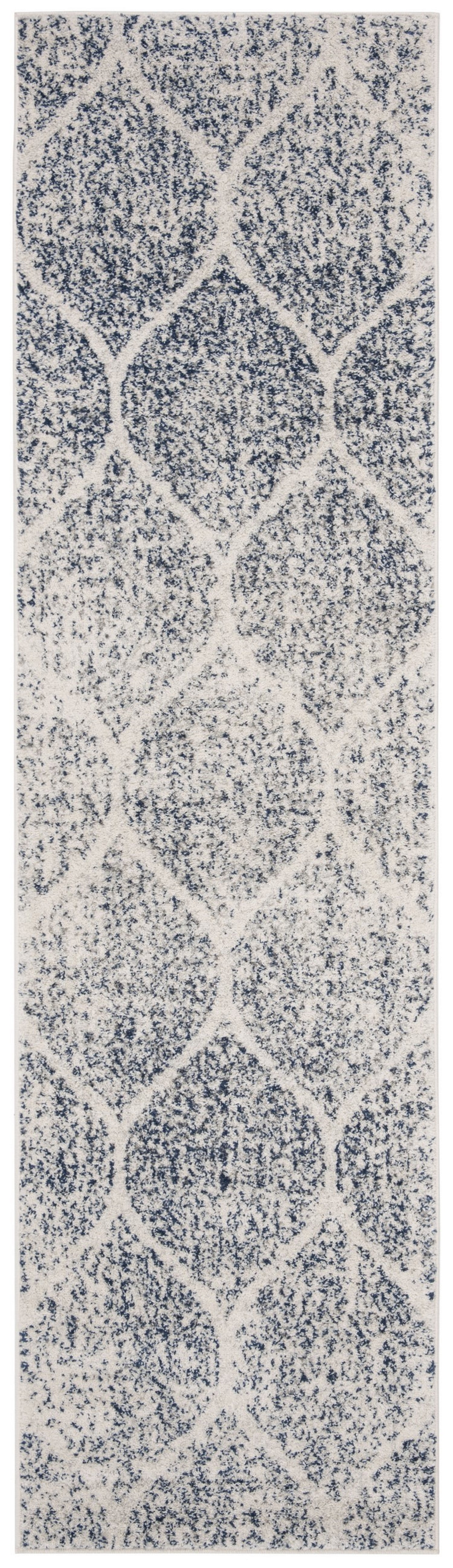 SAFAVIEH Madison Leighton Geometric Runner Rug, Cream/Royal Blue, 2'3" x 14'