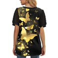 thumbnail image 6 of Baqcunre T Shirts For Women Womens Casual Flower Printed T Shirt V Neck Chiffon Short Sleeve Top Mesh Top Womens Blouses Yellow S, 6 of 8