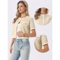 thumbnail image 2 of DARING DIVA Women's Short Sleeve Tweed Jacket Crew Neck Button Front Cropped Cardigan XL Yellow, 2 of 5