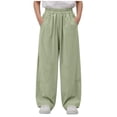 thumbnail image 6 of Miluxas Soft Pants for Girl Culottes Capris Wide Leg Palazzo Boho Pants Trousers Green 11-12 Years, 6 of 6
