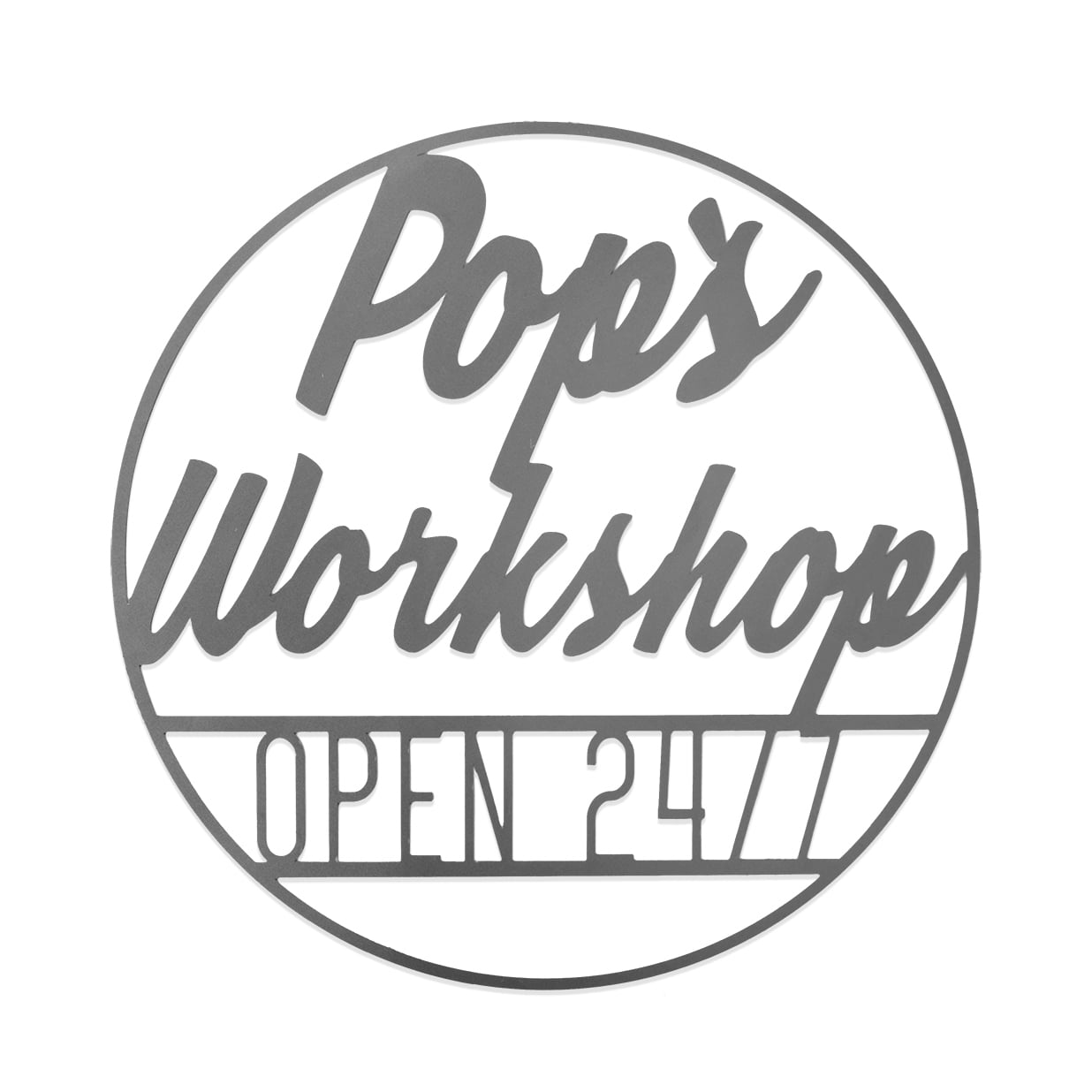 Rusted Orange Black Metal Pop's Vintage Circle Sign