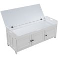 thumbnail image 6 of Bellemave Entryway Storage Bench with Cushion Seating, Shoe Bench with Cabinet and Shelves, Wooden End of Bed Bench for Bedroom/Living Room/Entryway/Foyer/Hallway (White), 6 of 12