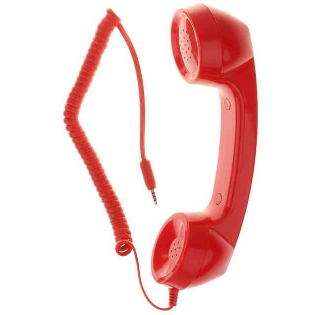 Auriculares retro con micrófono de 3,5 mm y reducción de ruido para teléfonos. rojo