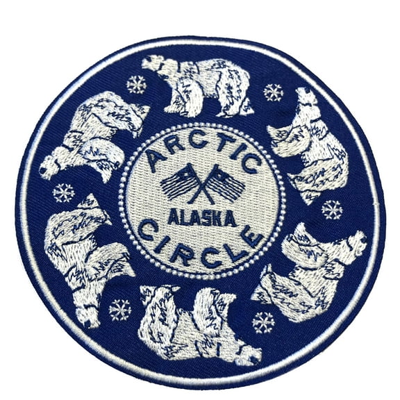 Arctic Circle Alaska Bear Embroidered Patch Iron/Sew-On Applique Travel Souvenir