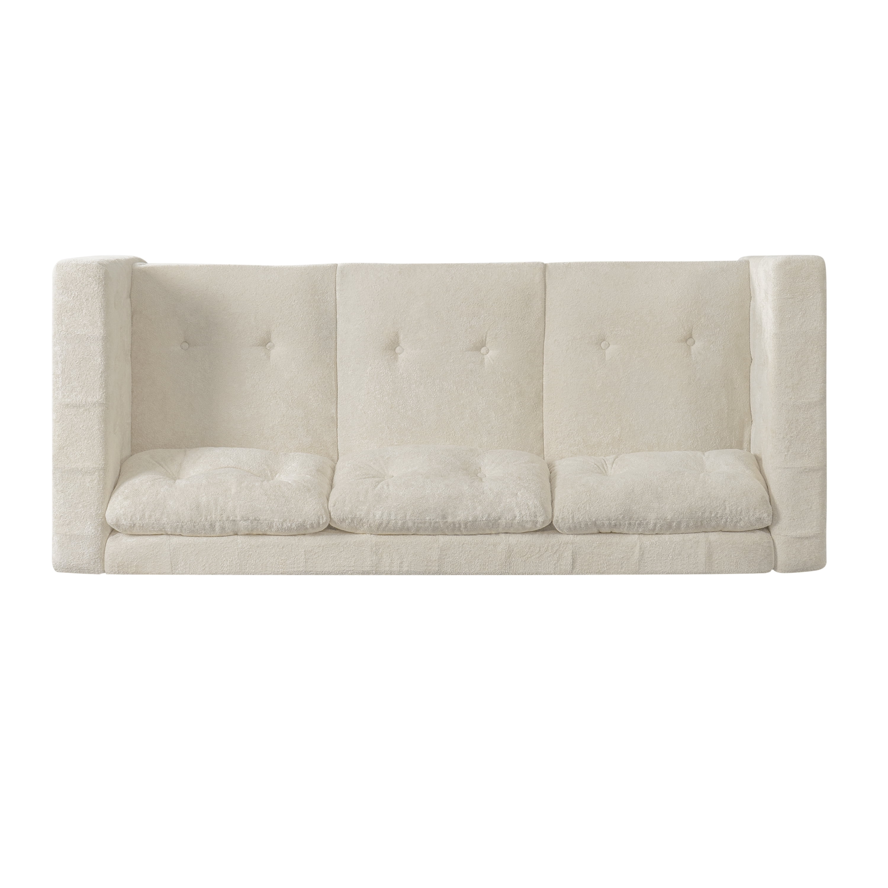 GARITIN 3 Seater Sofa 78 Inch, Chenille Upholstered Couch with Square Arms and Tufted Pillow Back for Living Room Apartment, Beige