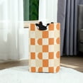 thumbnail image 6 of Yayeee Freestanding Laundry Hamper with Handle Collapsible Large Storage Basket for Clothes, Orange Checkered Pattern, 6 of 7