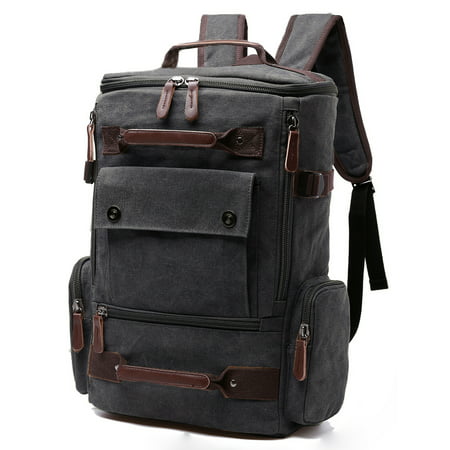 Vintage Canvas Travel Backpack Laptop Backpack Weekend (Best Backpack For Weekend Trips)