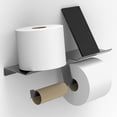 thumbnail image 3 of AmeriLuck Matte Black Double Toilet Paper Holder with Phone Shelf, for 2 Mega Rolls & Wet Wipes, Rust-Proof Stainless Steel Construction, 3 of 6