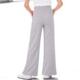 thumbnail image 6 of YUANxueke Girls Ribbed Knit Pants Casual Soft Comfy Elastic Waist Wide Leg Pants with Pockets for 5-15 Years, 6 of 8