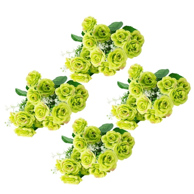 Wosthever 4X flor artificial planta de imitación hogar calcomanía mano de obra multipropósito de larga duración exquisitas flores falsas Decoración Verde
