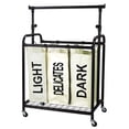 thumbnail image 1 of Oceanstar 3-Bag Rolling Laundry Sorter with Adjustable Hanging Bar, White, 1 of 2