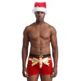 thumbnail image 3 of CHICTRY Ensemble de Noël pour Hommes Tenues de Père Noël 2 Pcs Boxeurs Rouges Shorts de Vacances avec Chapeau g Rouge TTG, 3 of 7