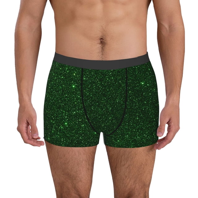 Balery Emerald Green Sparkling Calzoncillos bóxer para hombre, ropa interior de algodón suave y transpirable con cinturilla de nailon-XX-Large