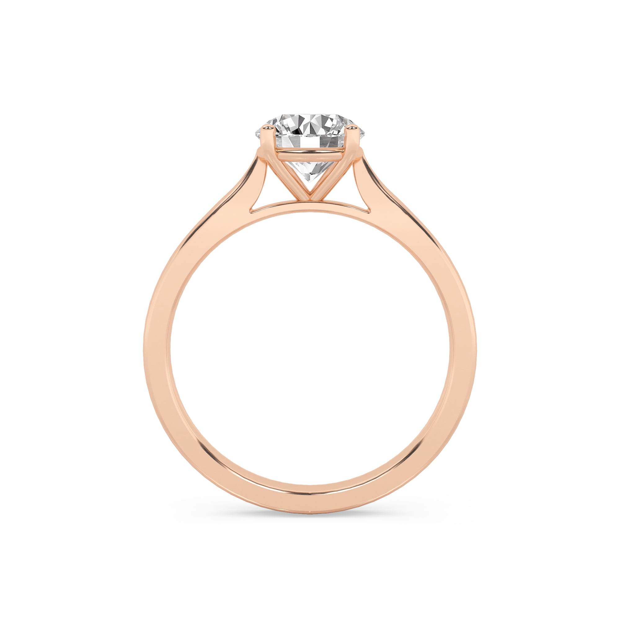 AFFY 1.00 Carat (ctw) Solitaire Engagement Rings For Women, Round Lab Created Moissanite Promise Ring For Her In 10k Solid Rose Gold | VVS1 Quality (1 ctw) Ring Size-8