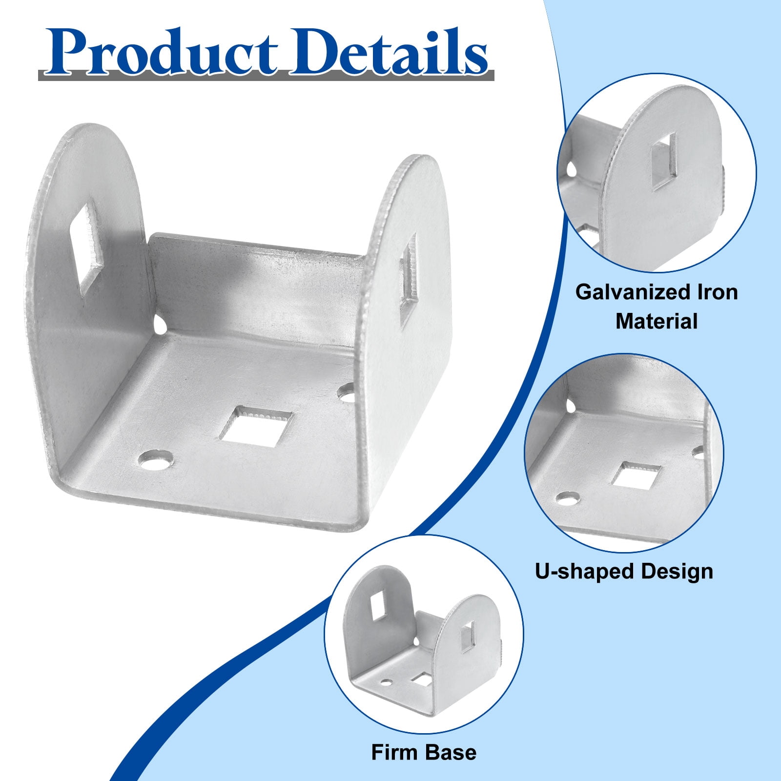 6pcs U Bracket for 2.01" Panels, 47x51x49mm Metal U Shaped Fasteners Brackets