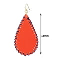 thumbnail image 3 of Women's Game Day Sport Team Two Tone Faux Leather Teardrop Dangle Pierced Earrings, Orange/Navy, 3 of 3