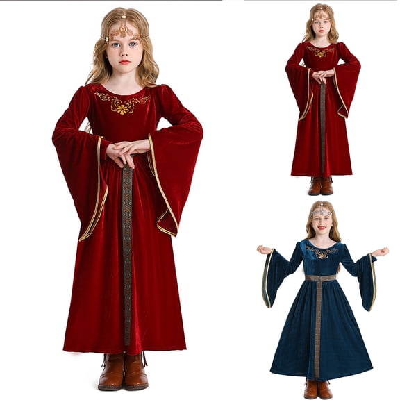 Piuwrlz Girls Halloween Party Dresses Kids Girl Cos Perform Dress Red Size 11-12 Years