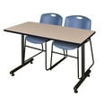 thumbnail image 2 of Regency Kobe 66 x 24 in. T-Base Training Seminar Table- Mocha Walnut, 2 Zeng Stack Chairs- Blue, 2 of 2